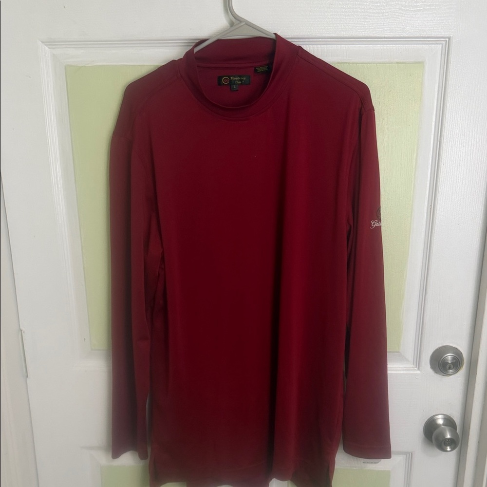 (1971) Monterey Club Long-Sleeve Mock Neck Performance Shirt - Burgundy, Size: L